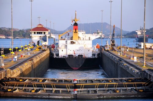 Chemical tanker in Panama canal